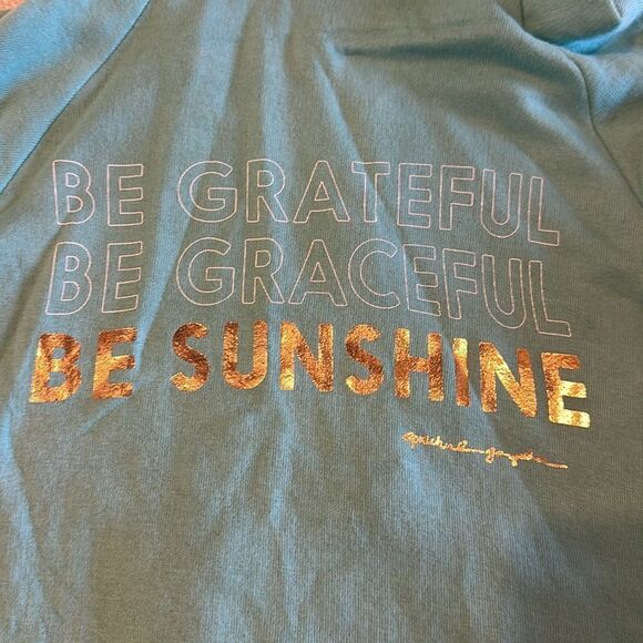 Spiritual Gangster Girls Teal Grateful Sunshine Zip-up Hoodie - Size 10 - Picture 6 of 8